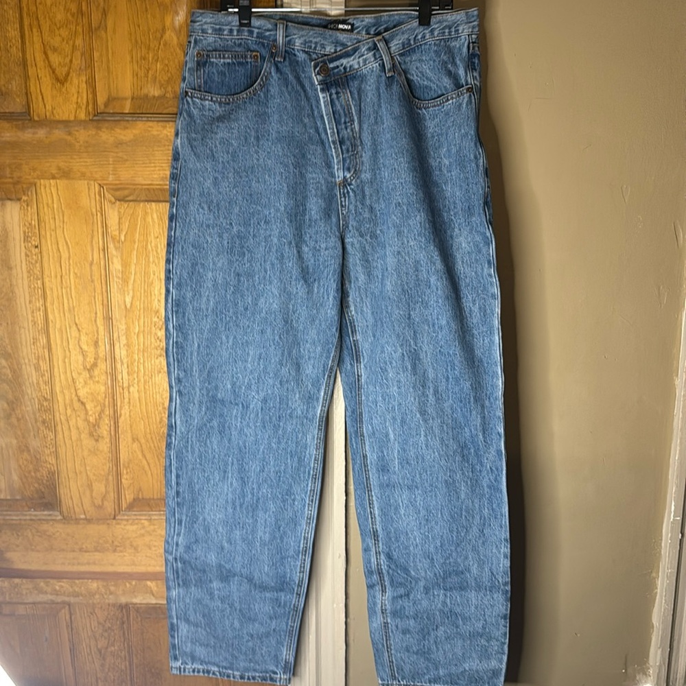 Fashion Nova Crossover Straight Leg Oversized  Jeans - Medium Wash Size 15 - Picture 2 of 6